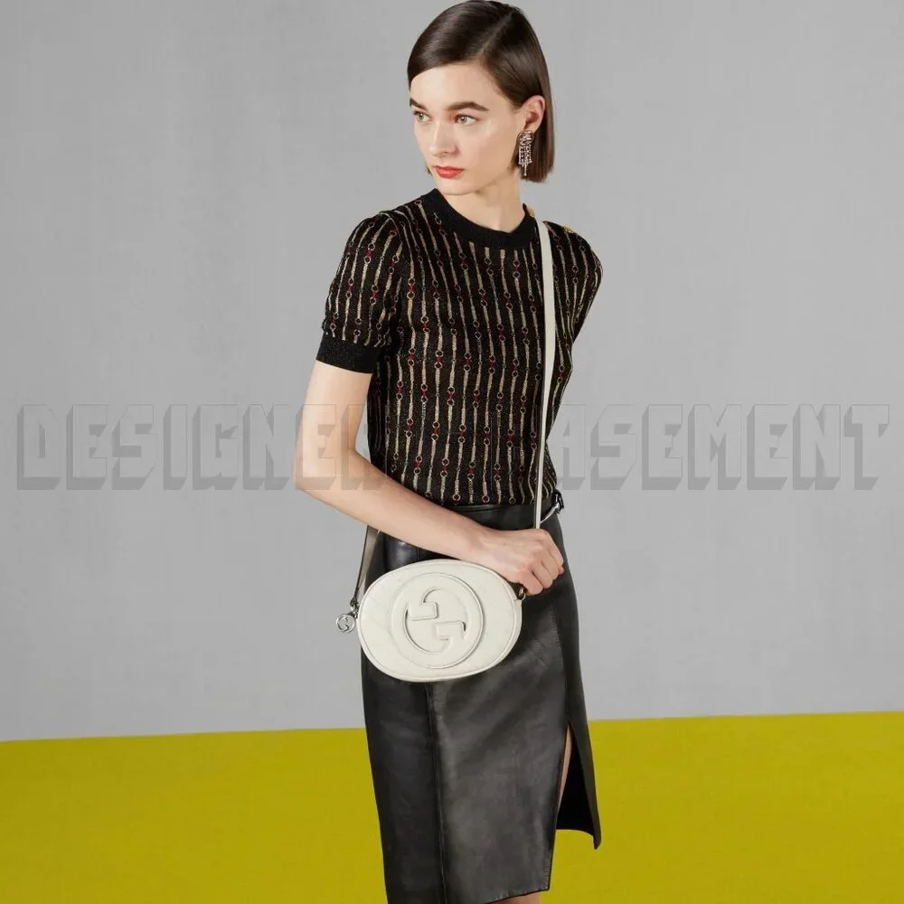 GUCCI mystic white BLONDIE MINI Matelasse Leather Oval Interlocking GG charm Bag - Picture 9 of 10